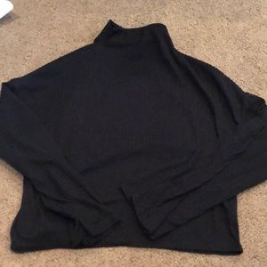 Black Ribbed Turtleneck Sweater